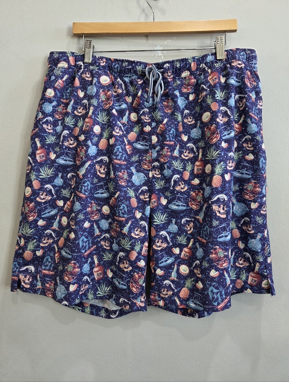 Peter Millar Seaside Ship Faced Swim Trunks Shorts Skulls Rum Nautical Men's XL
